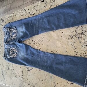 Women's Blue Jeans Miss Me Boot 34 Size 31 Inseam Run Smaller